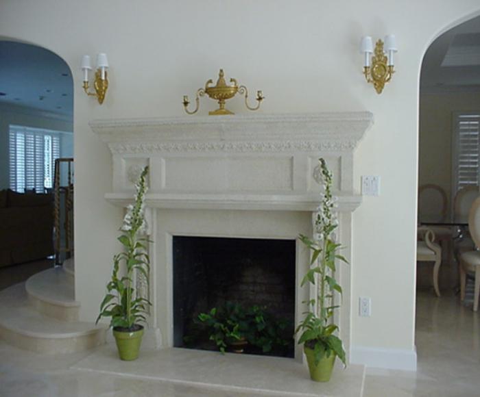 Custom Designed Cast Stone Fireplace By Coral Stone